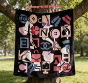 Chanel Colorful Fashion Icon Collage Flannel Sofa Throw Blanket IMG_6829